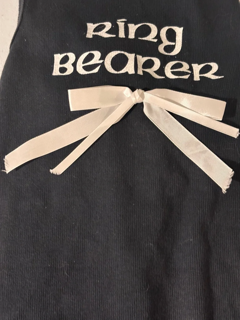 Ring Bearer Dog Dress - Black with White Bow